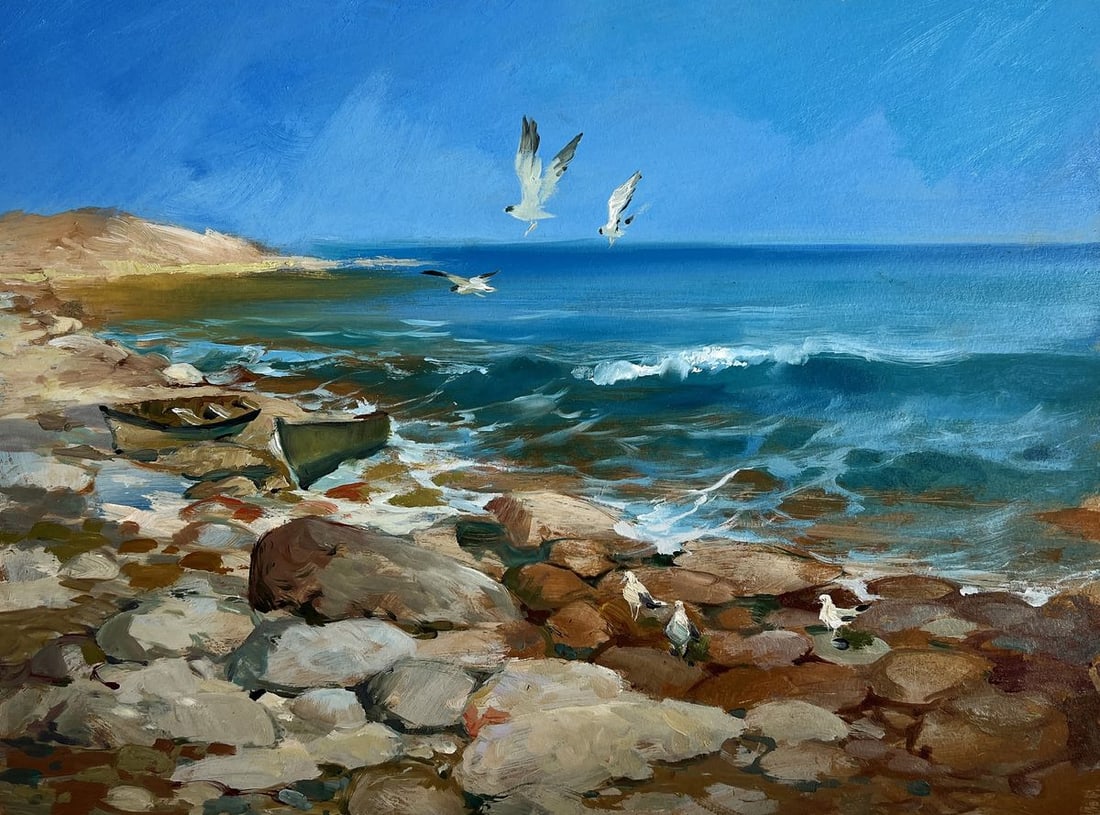 Oil painting Sounds of birds and sea waves Yuriy Suprunchuk - 3