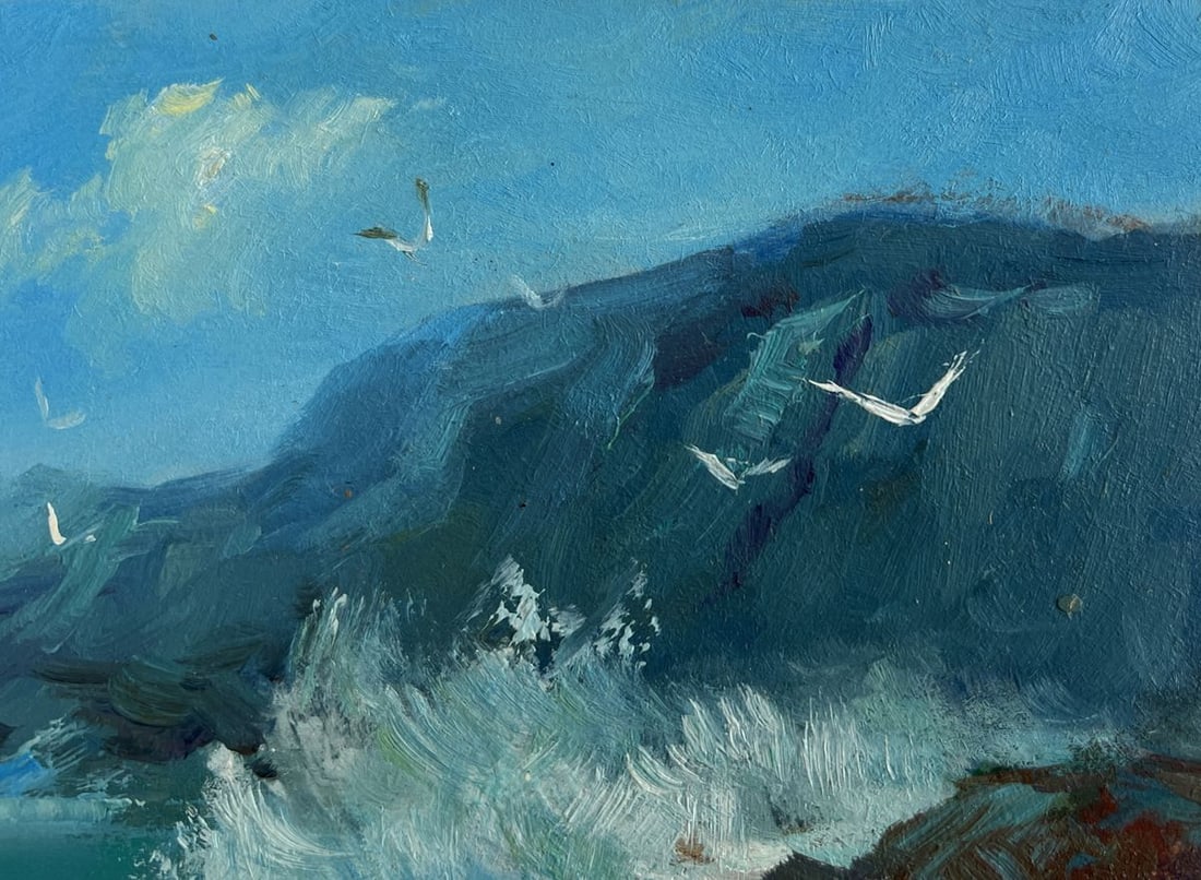 Oil painting Sea waves crash against the rocks Yuriy Suprunchuk - 4
