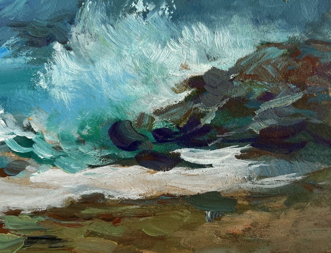 Oil painting Sea waves crash against the rocks Yuriy Suprunchuk - 5
