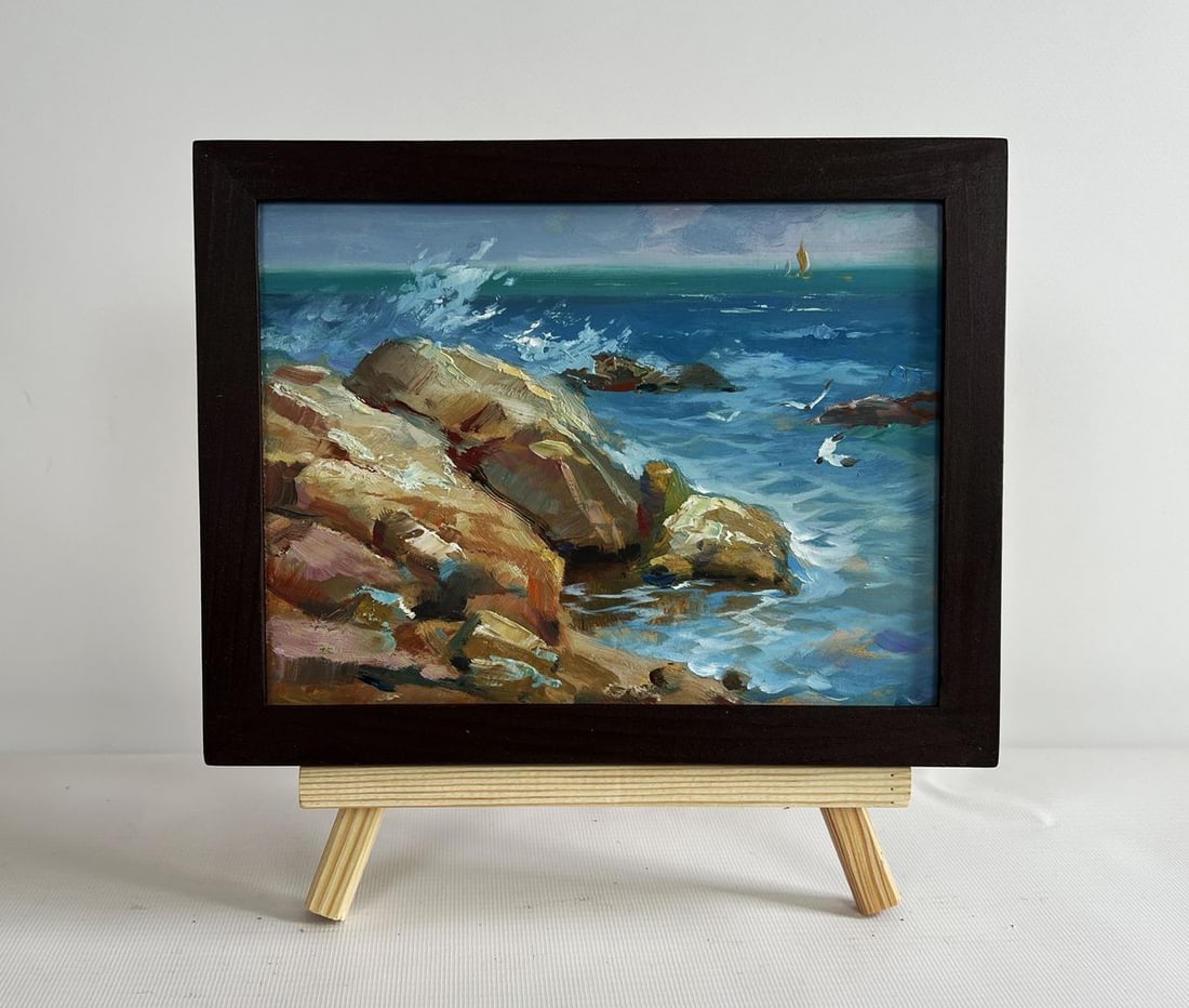 Oil painting Sailboats on the sea horizon Yuriy Suprunchuk: Title: Oil painting Sailboats on the sea horizon Yuriy Suprunchuk Description: No.AAA4345The painting "Sailboats on the Sea Horizon" vividly captures the raw beauty and untamed energy of the coastal l