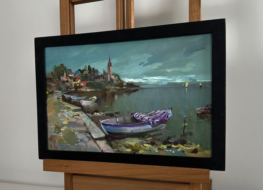 Oil painting City boat ferry Yuriy Suprunchuk - 2