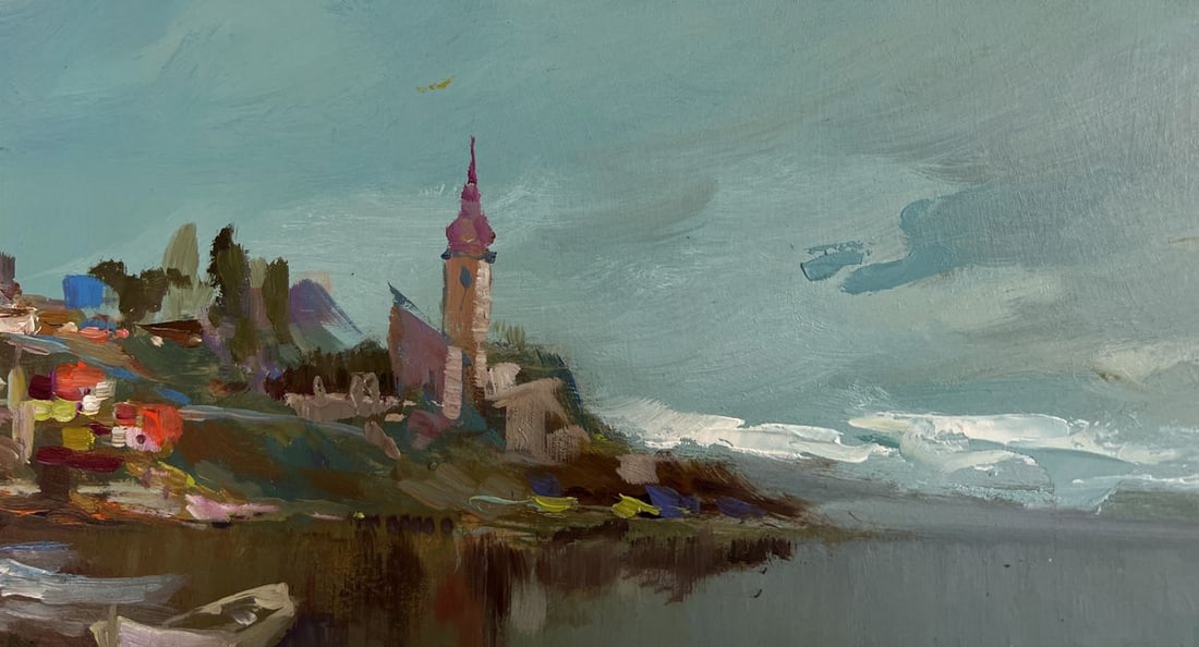 Oil painting City boat ferry Yuriy Suprunchuk - 5