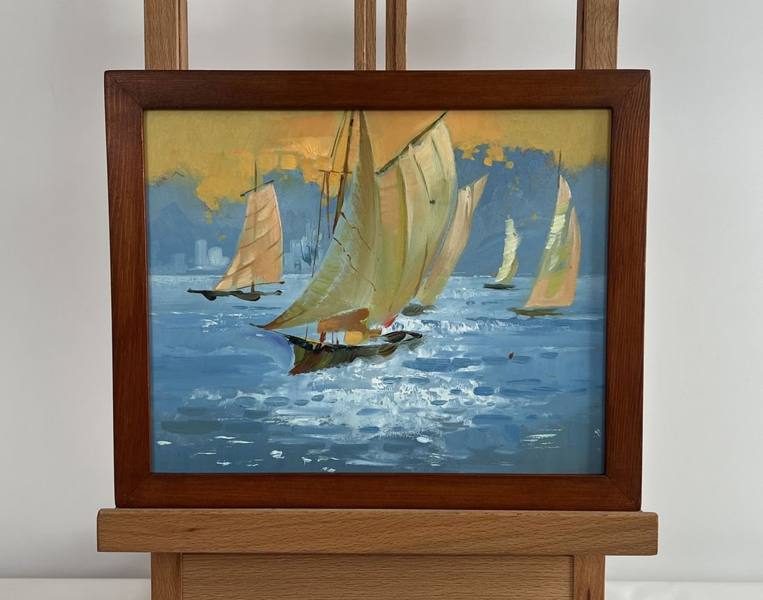 Oil painting Sunset colors in the sea Yuriy Suprunchuk: Title: Oil painting Sunset colors in the sea Yuriy Suprunchuk Description: No.AAA4384The painting "Sunset Colors in the Sea" beautifully captures the enchanting moment when the sun begins its descent,