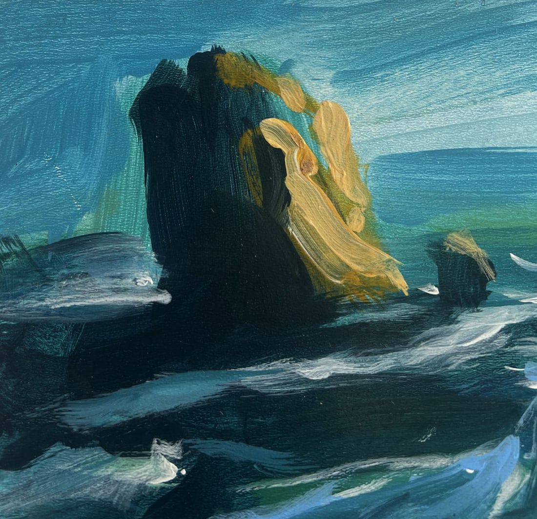 Acrylic painting The sea washing the rocks Mykhailo Patskan - 6