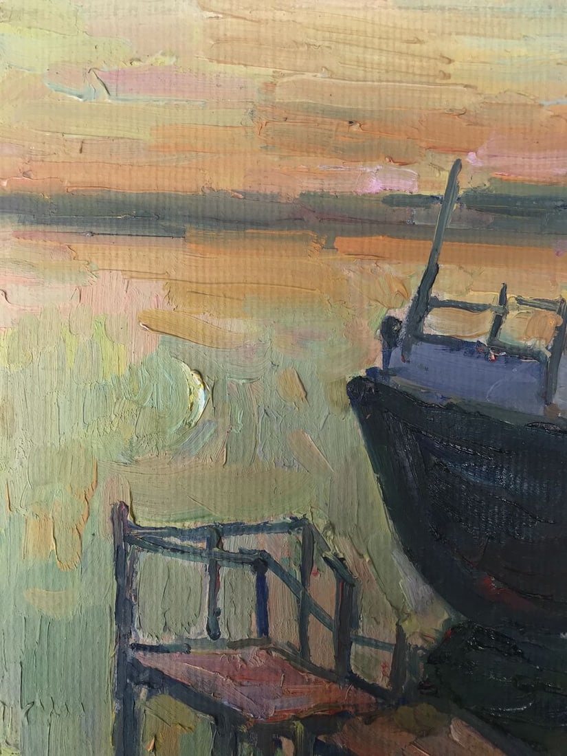 Oil painting Sunset at sea Peter Tovpev - 4