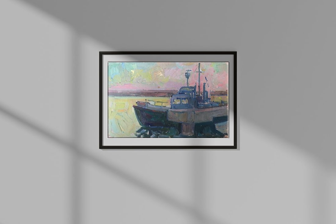 Oil painting Dawn in the sea Peter Tovpev - 2
