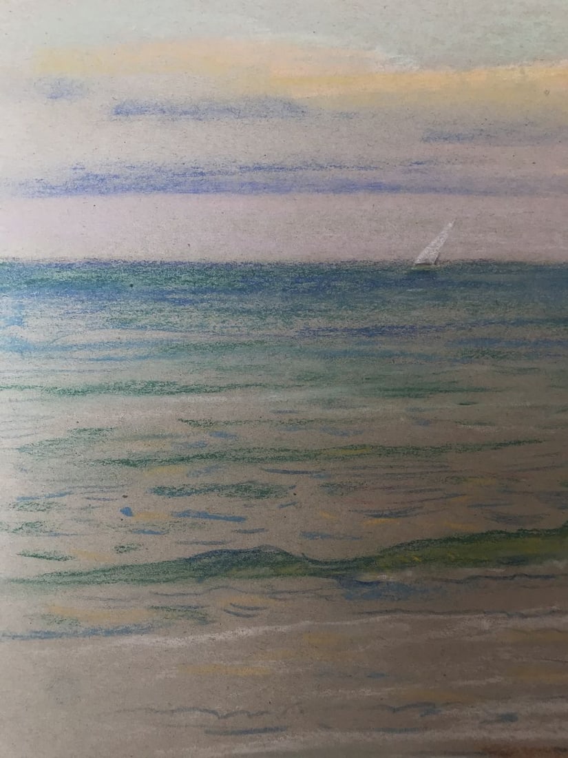 Pencils painting Dawn on the sea Wihyrovskii Victor - 4