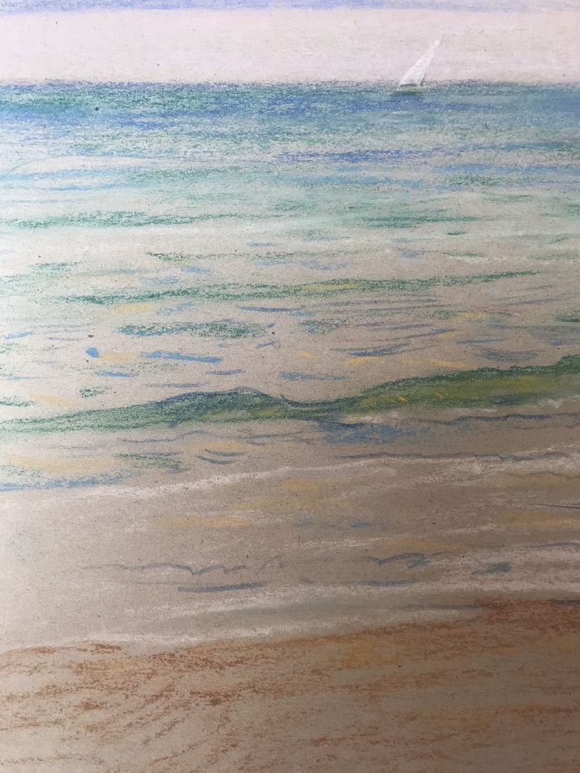 Pencils painting Dawn on the sea Wihyrovskii Victor - 5