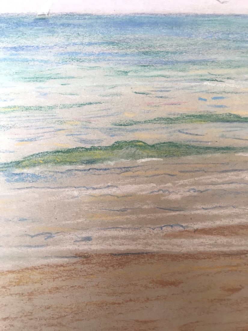 Pencils painting Dawn on the sea Wihyrovskii Victor - 7