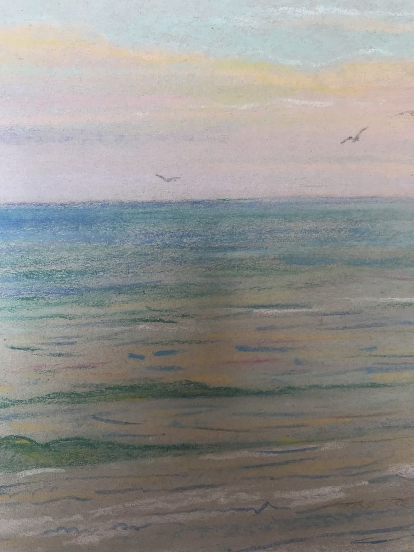 Pencils painting Dawn on the sea Wihyrovskii Victor - 8