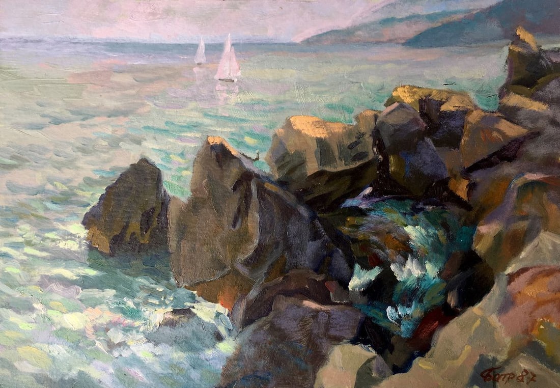Oil painting Morning near the sea Batrakov Vladimir Grigorievich: Title: Oil painting Morning near the sea Batrakov Vladimir Grigorievich Description: No.AAA2404 *** ABOUT THIS PAINTING *** * TITLE: "Morning near the sea" * ARTISTS: Batrakov Vladimir Grigorievich * 