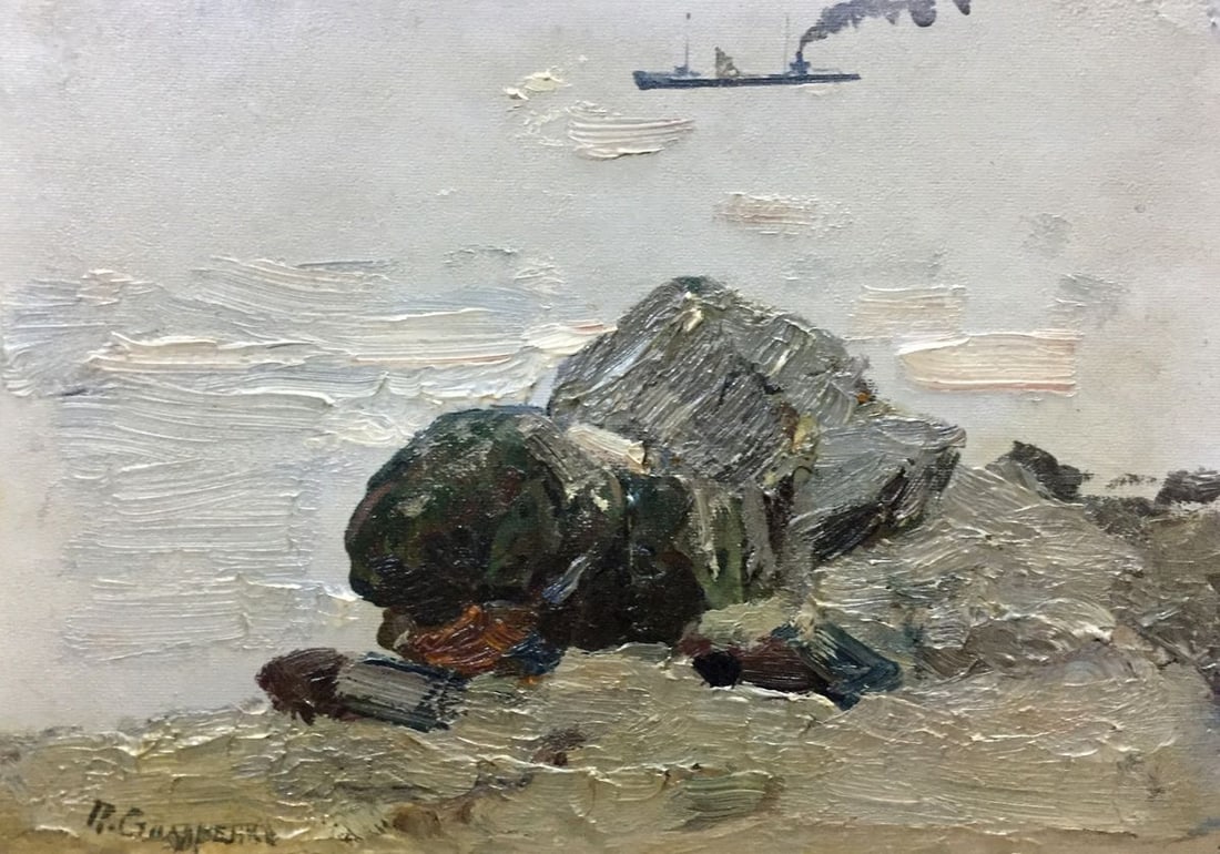 Oil painting Seascape Peter Kuzmich Stolyarenko: Title: Oil painting Seascape Peter Kuzmich Stolyarenko Description: No.Vern 48 *** ABOUT THIS PAINTING *** * TITLE: "Seascape" * ARTISTS: Peter Kuzmich Stolyarenko * SIZE: 16x24 cm/6.29x9.44 inches'