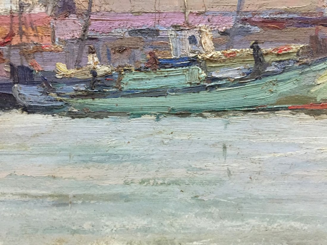 Oil painting Ship port Peter Kuzmich Stolyarenko - 7