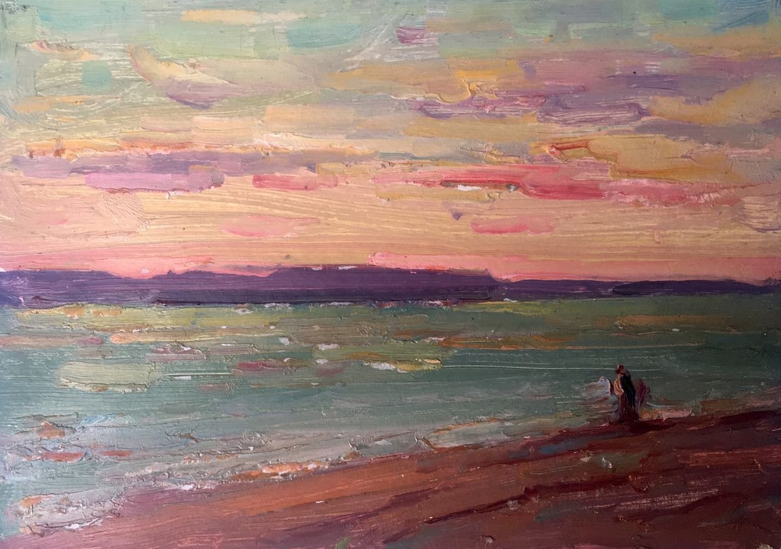Oil painting Sunset Peter Tovpev: Title: Oil painting Sunset Peter Tovpev Description: No.AAA2487 *** ABOUT THIS PAINTING *** * TITLE: "Sunset" * ARTISTS: Peter Tovpev * SIZE: 35x25 cm/13.77x9.84 inches' * MEDIUM: oil, cardboard * HAN