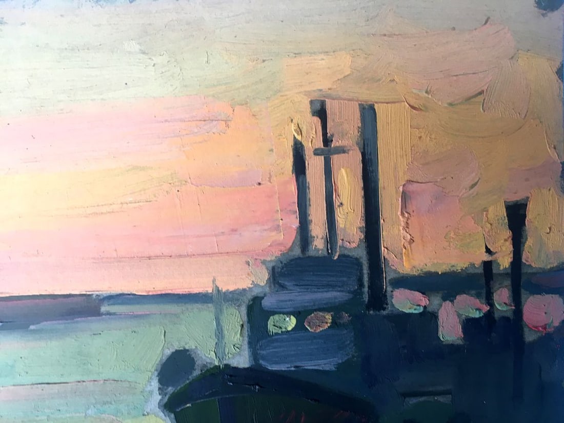 Oil painting City port Peter Tovpev - 4