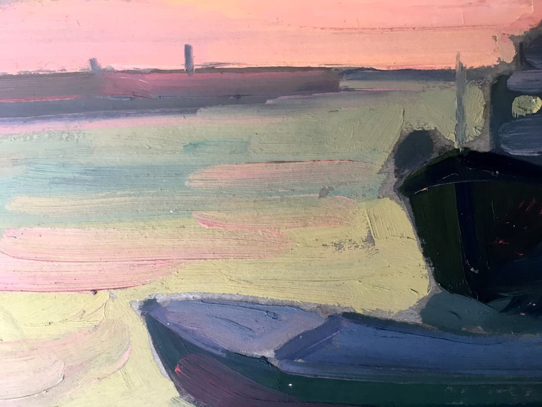Oil painting City port Peter Tovpev - 6