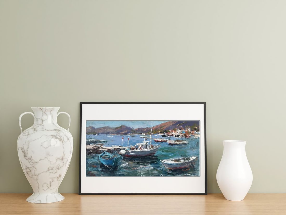 Oil painting Yacht port Alexander Nikolaevich Cherednichenko - 2