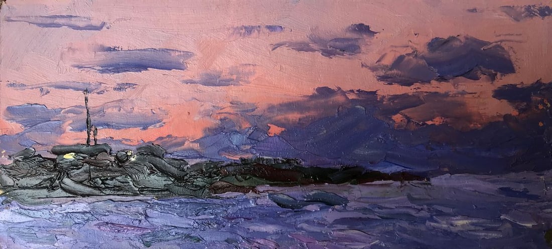 Oil painting Sunset at sea Alexander Nikolaevich Cherednichenko: Title: Oil painting Sunset at sea Alexander Nikolaevich Cherednichenko Description: No.AAA2696 The oil painting is a magnificent representation of the sea in the evening. The artist has expertly captu
