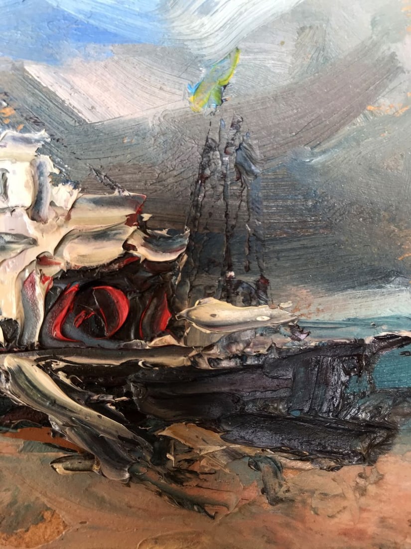 Oil painting Ship on the coast Alexander Nikolaevich Cherednichenko - 11