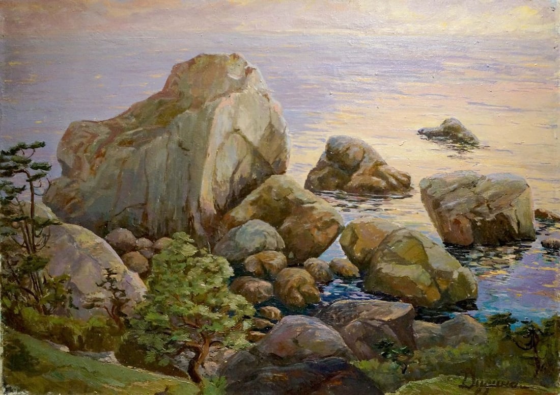 Oil painting Landscape near the coast: Title: Oil painting Landscape near the coast Description: No.Verne 225 *** ABOUT THIS PAINTING *** * TITLE: "Landscape near the coast" * ARTISTS: Unknown artist * SIZE: 68x95 cm/26.77x37.40 inches' * 
