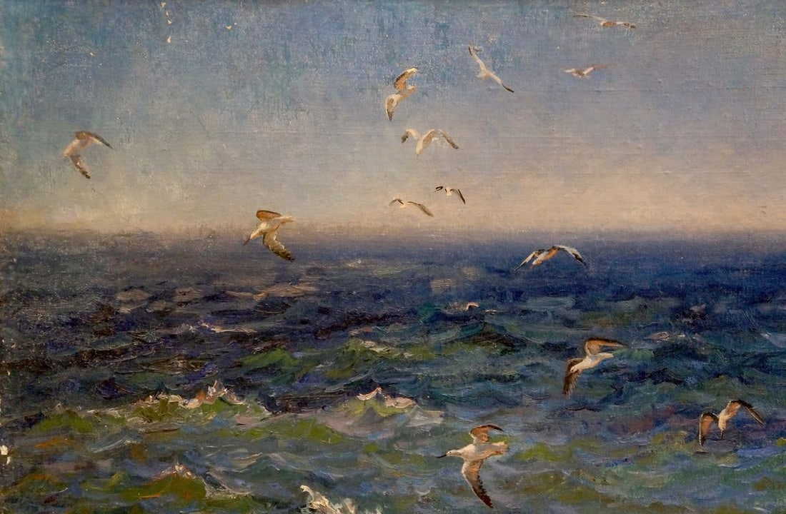 Oil painting Seagulls over the sea Basov Yakov Alexandrovich - 3