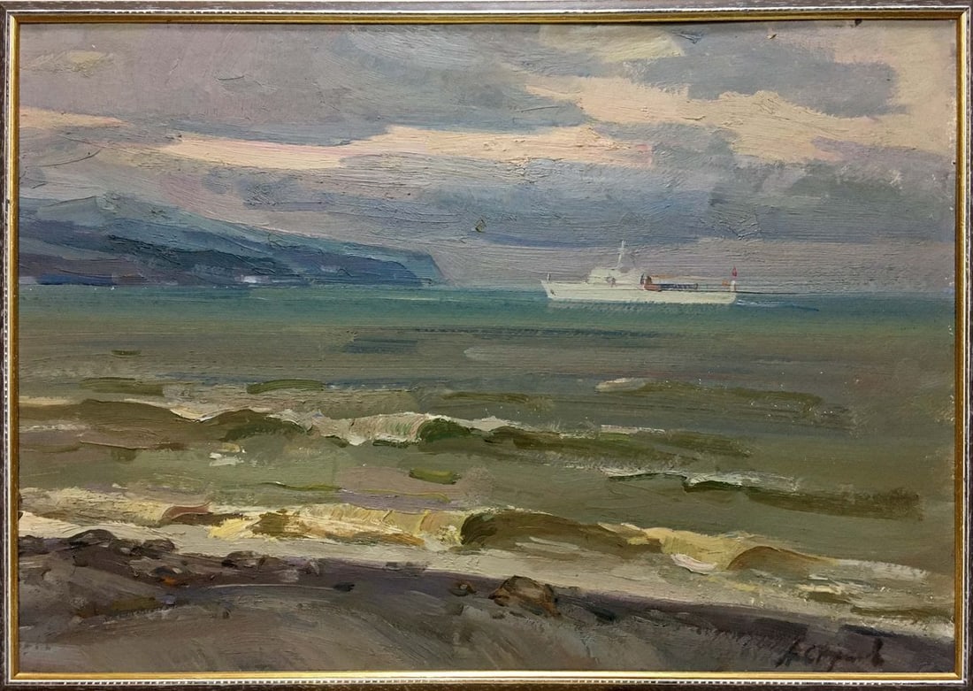 Oil painting Ship at sea A. E. Strelov: Title: Oil painting Ship at sea A. E. Strelov Description: No.Vern 442 *** ABOUT THIS PAINTING *** * TITLE: "Ship at sea" * ARTISTS: A. E. Strelov * SIZE: 50x80 cm/19.68x31.49 inches' * MEDIUM: oil,