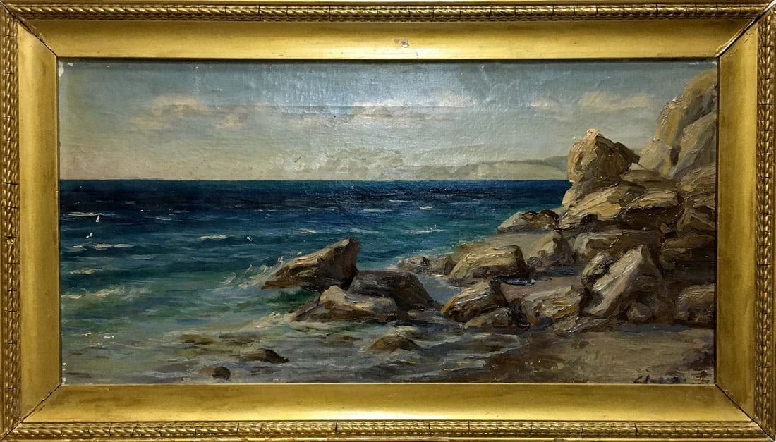 Oil painting Coast Yarovoy Stepan Kalinovich: Title: Oil painting Coast Yarovoy Stepan Kalinovich Description: No.Vern 445 *** ABOUT THIS PAINTING *** * TITLE: "Coast" * ARTISTS: Yarovoy Stepan Kalinovich * SIZE: 71x35 cm/27.95x13.77 inches',