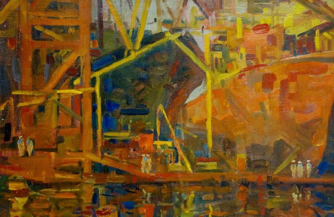 Oil painting Ship in port Atayan Armen Arshakovich - 3