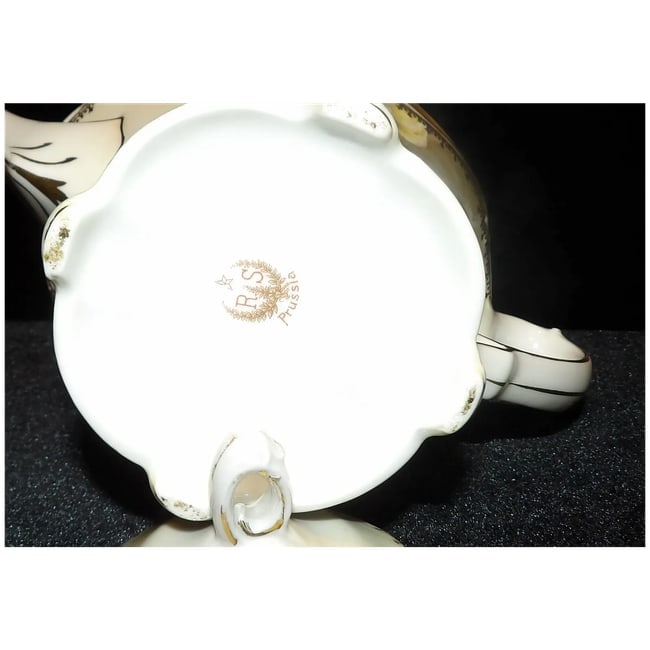 Antique RS Prussia Hand Painted Roses Teapot Victorian - 9