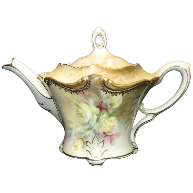 Antique RS Prussia Hand Painted Roses Teapot Victorian (1 of 9)