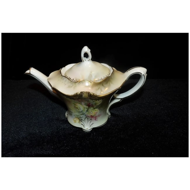 Antique RS Prussia Hand Painted Roses Teapot Victorian - 3