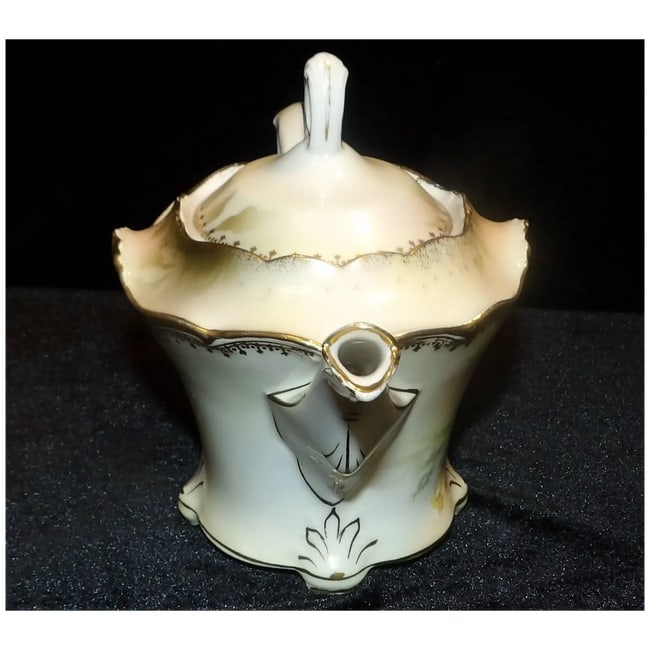 Antique RS Prussia Hand Painted Roses Teapot Victorian - 4