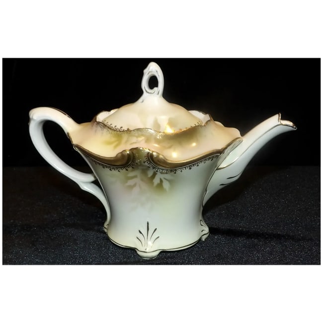 Antique RS Prussia Hand Painted Roses Teapot Victorian - 5