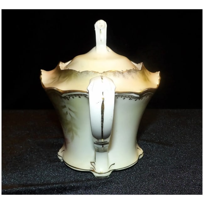 Antique RS Prussia Hand Painted Roses Teapot Victorian - 6