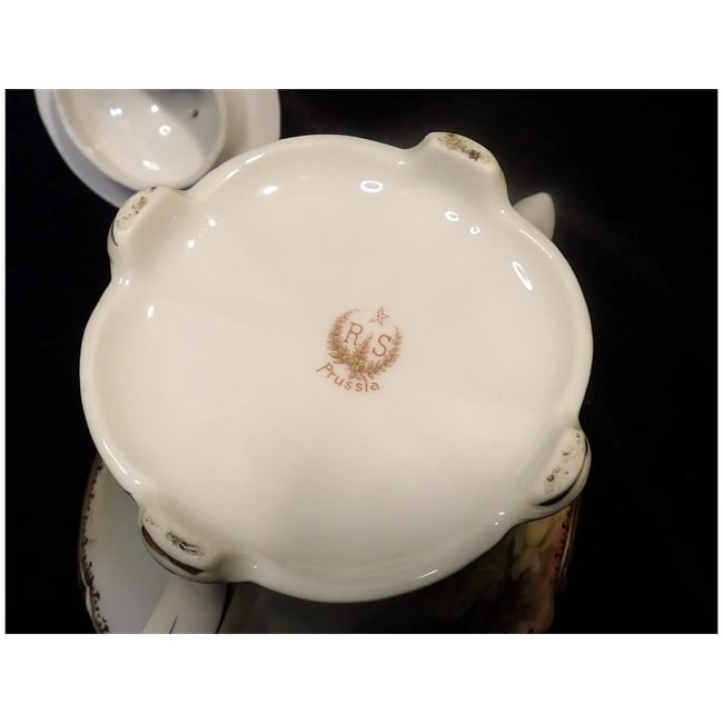 Antique RS Prussia Hand Painted Roses Teapot Victorian - 8