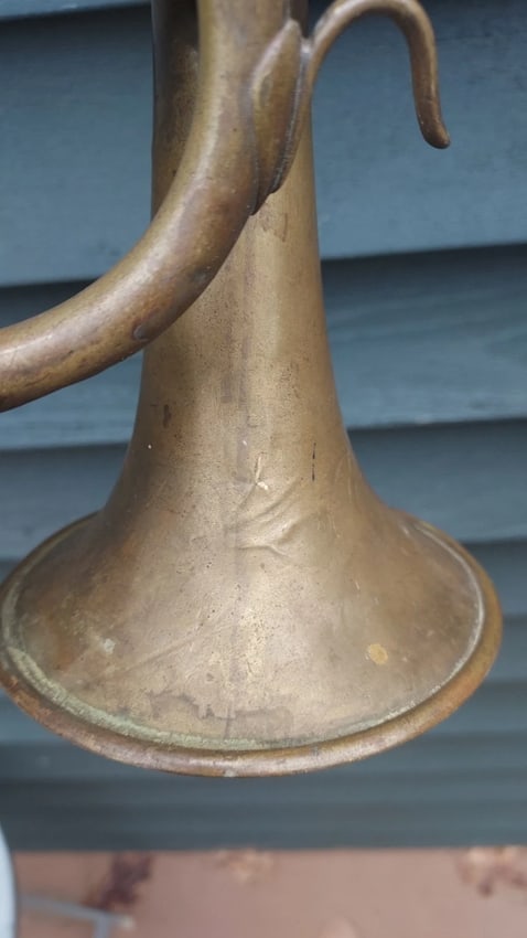 Antique Brass Coronet No Markings 12 Inches Hammered Seam - 4