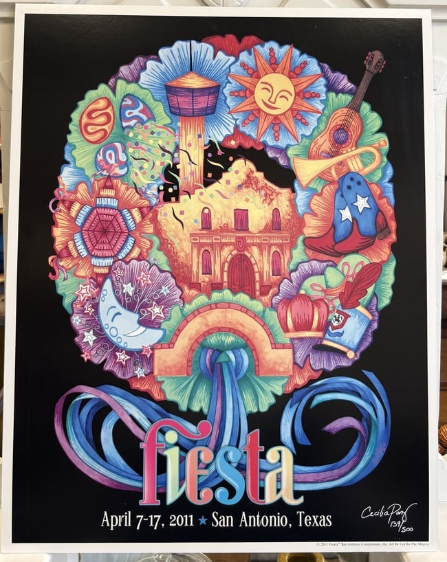 2011 Fiesta San Antonio Signed & Numbered Limited Edition Poster by Cecilia Paz Mujica - 2