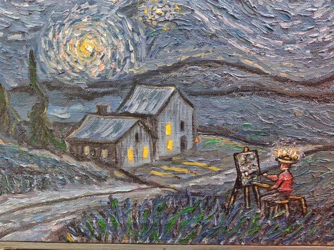 oil painting 1971 in the style of VincentVan Gogh By MATT STARRY NIGHT - 2