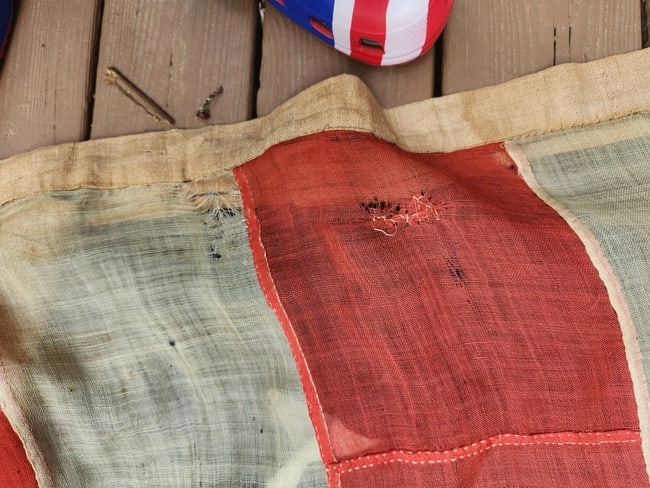 American Flag 34 Star RARE Single Applique stars folky Civil War W. Nichols - 12