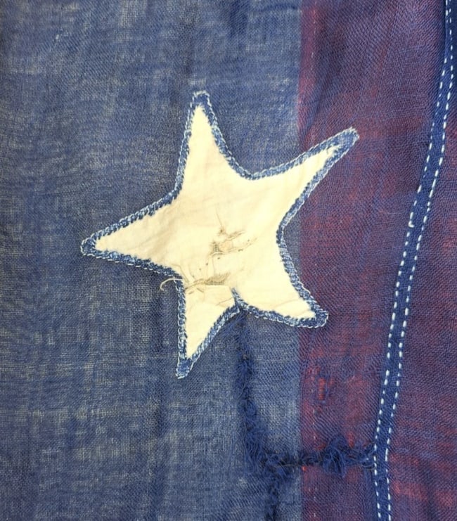 American Flag 34 Star RARE Single Applique stars folky Civil War W. Nichols - 2