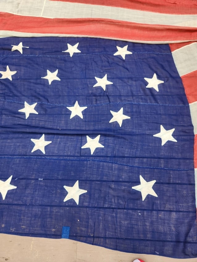 American Flag 34 Star RARE Single Applique stars folky Civil War W. Nichols - 3