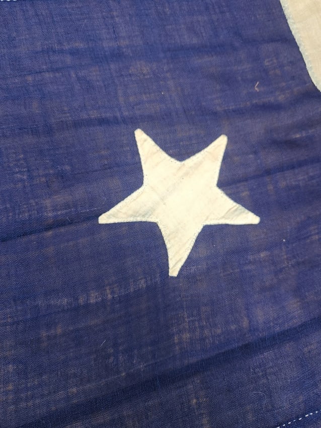 American Flag 34 Star RARE Single Applique stars folky Civil War W. Nichols - 5
