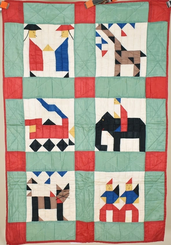 30's Pictorial Mosaic Crib Quilt (1 of 9)