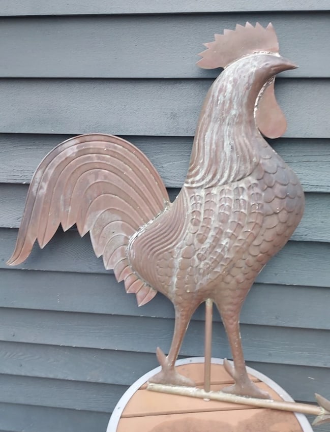 1950 Rare Size Rooster Weathervane Copper 32" New England beautiful - 2