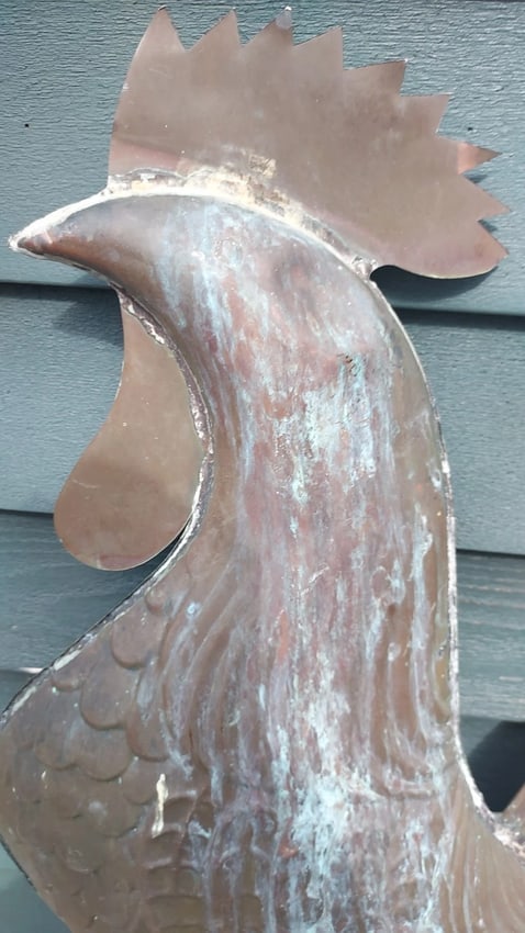 1950 Rare Size Rooster Weathervane Copper 32" New England beautiful - 5