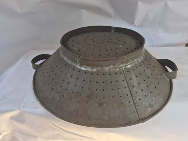 Early sheet tin colander - 2