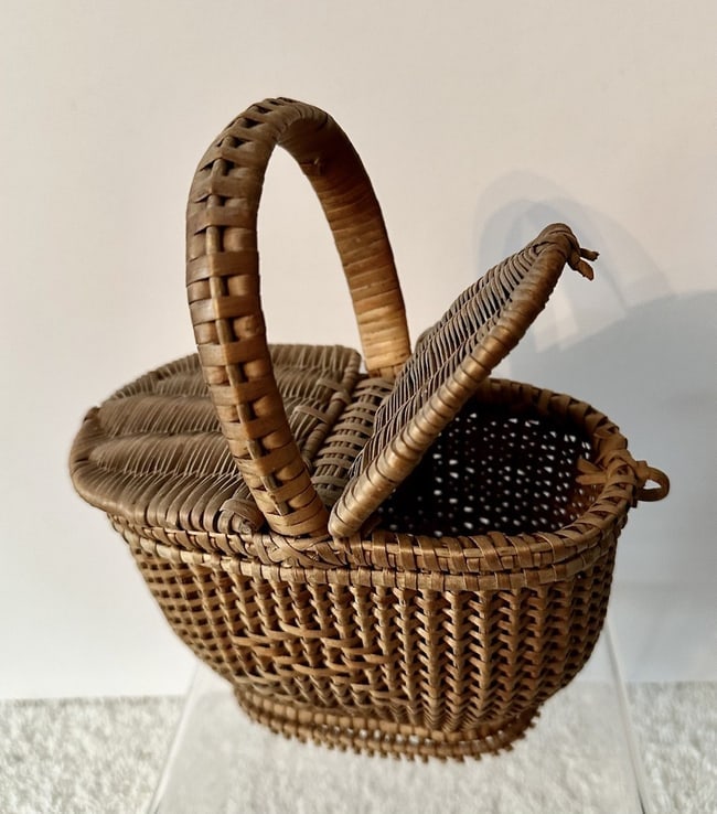 5 3/8" Miniature Splint Double-Lidded Basket - 4