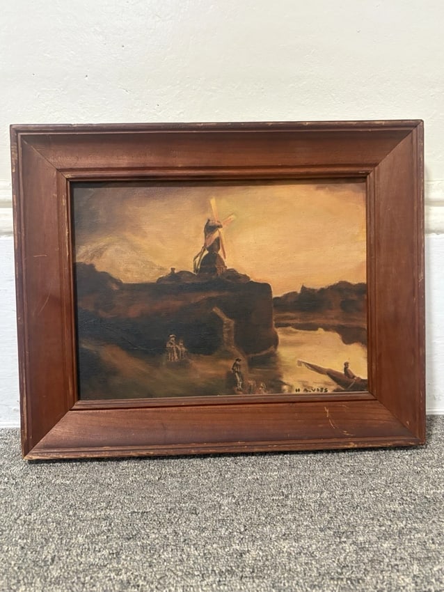 Artist Signed Oil On Board Landscape Painting: The frame measures 15 3/4" x 12 5/8" and the board measures 12" x 9". It is artist signed and in good condition Shipping: Domestic: Flat-rate of $15.00 to anywhere within the contiguous U.S. Internati
