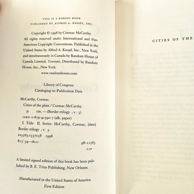 Cormac McCarthy Border Trilogy Hard Cover Dust Jackets - 2