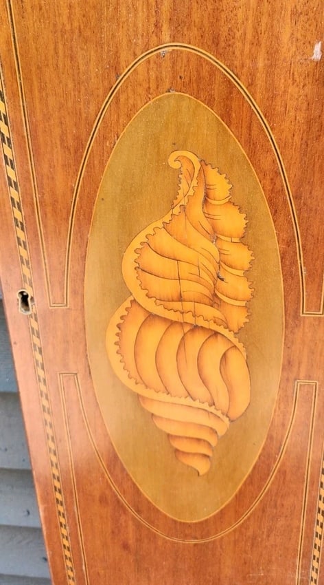 19th Century Inlaid Wood Conch Shell Door Panel Marquetry - 4